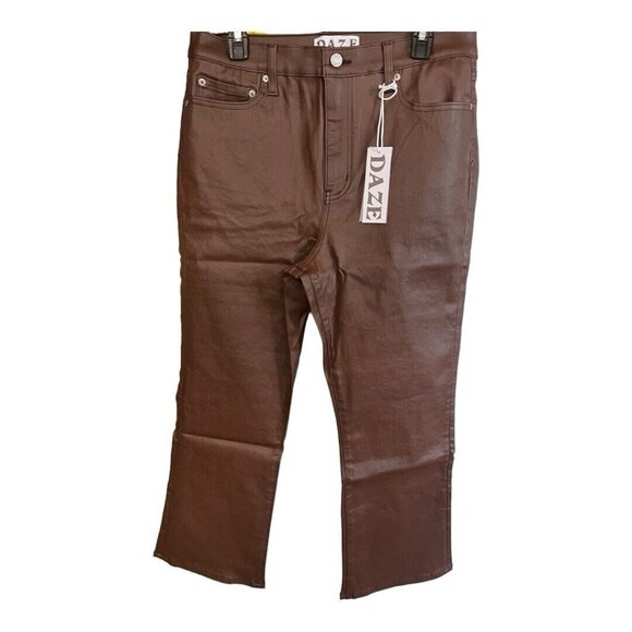 Daze Womens Sundaze Leather Look Pants~Size 32~Coated Espresso Jeans~NWT L13 15 - Picture 7 of 12